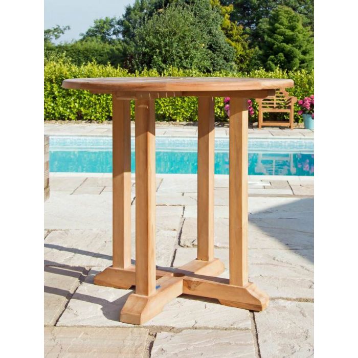 80cm Teak Circular Pedestal Table - 3