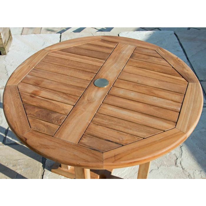80cm Teak Circular Pedestal Table - 2
