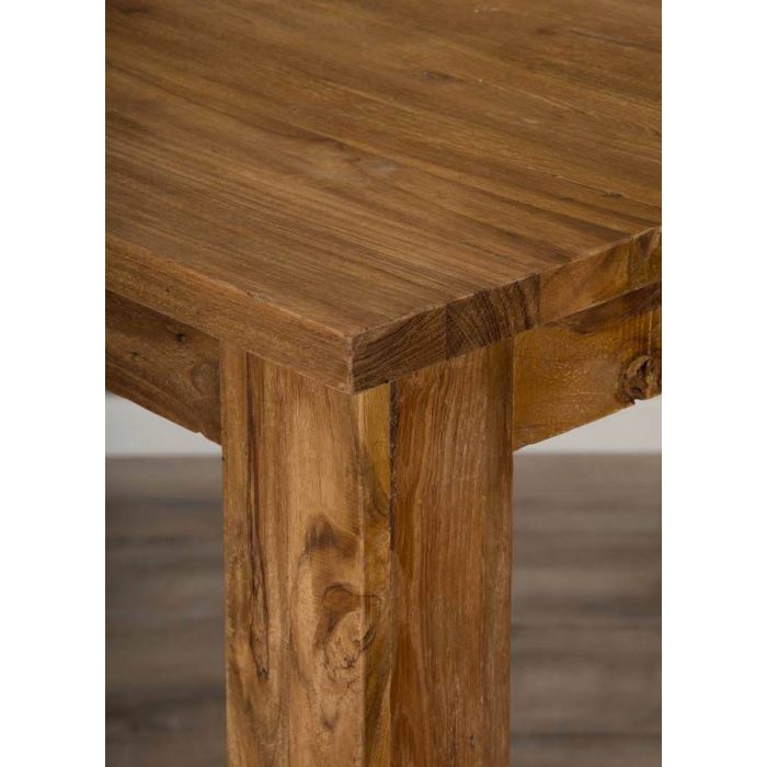 1.2m Reclaimed Teak Rectangular Bar Table with 4 Kubu Wicker Bar Stools - 4