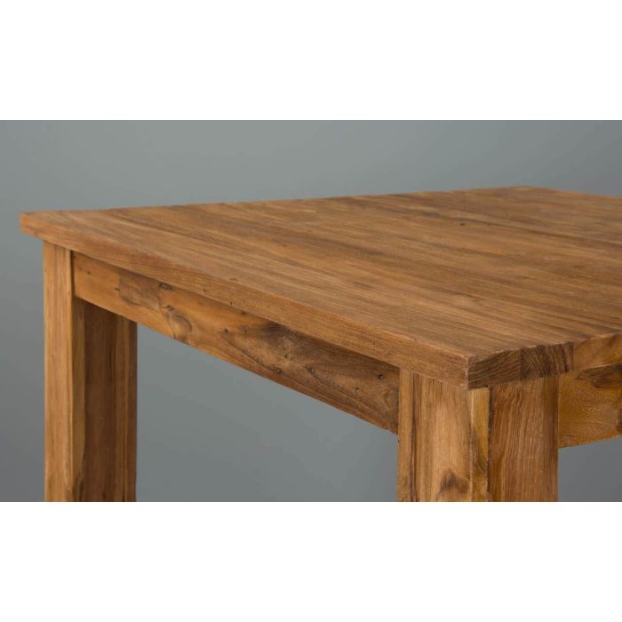 90cm Reclaimed Teak Square Bar Table with 4 Kubu Wicker Bar Stools - 3