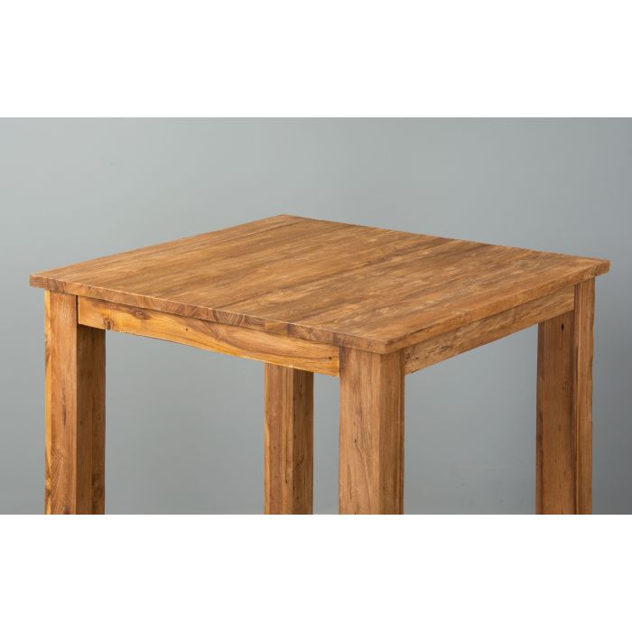 1.2m Rectangular Reclaimed Teak Bar Table with 6 Kubu Wicker Bar Stools - 2