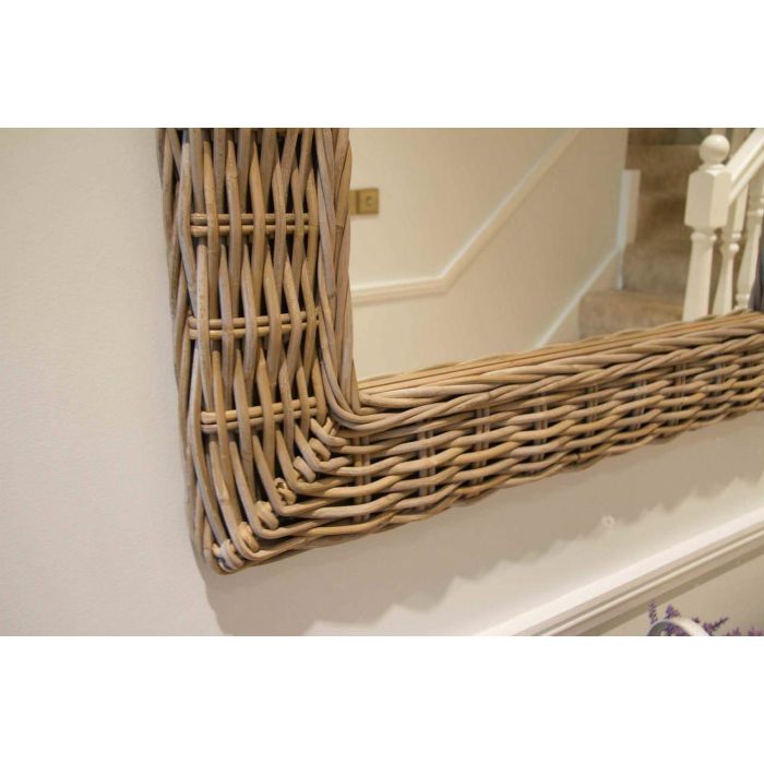 Natural Kubu Grey Wicker Mirror - Square - 6