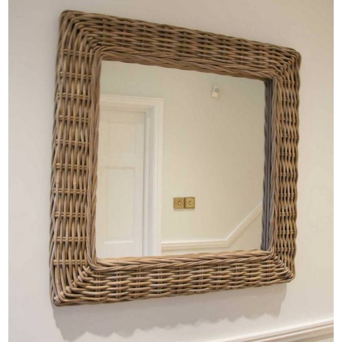 Natural Kubu Grey Wicker Mirror - Square - 7