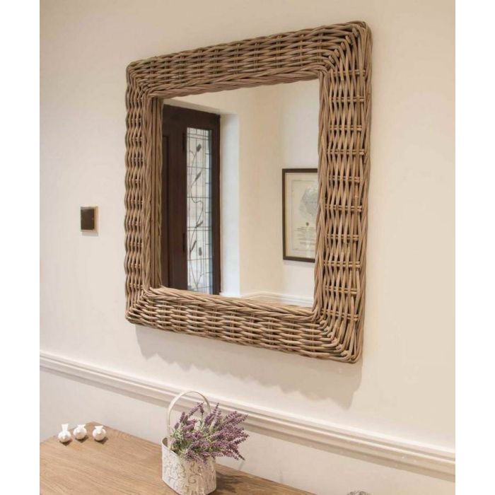 Natural Kubu Grey Wicker Mirror - Square - 5