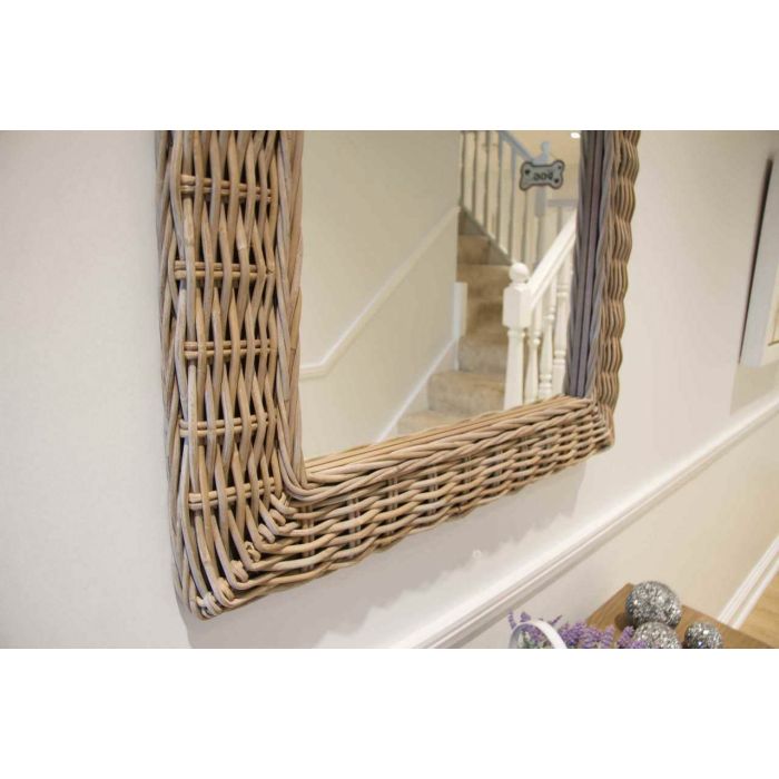 Natural Kubu Grey Wicker Mirror - Square - 4