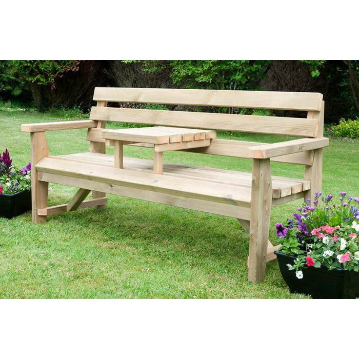 Swedish Redwood Rustic Bench - 5