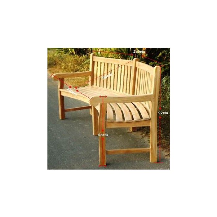 Big Classic Curved Teak Garden Bench - 1