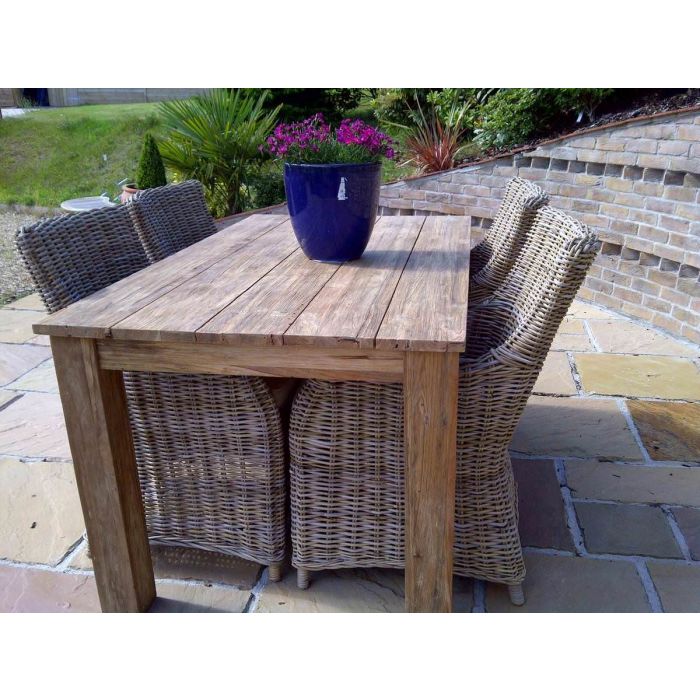 1.6m Rustic Reclaimed Teak Open Slat Dining Table - 4