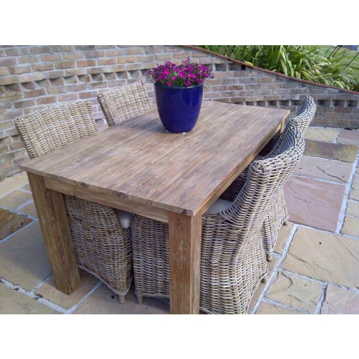 1.6m Rustic Reclaimed Teak Open Slat Dining Table - 5