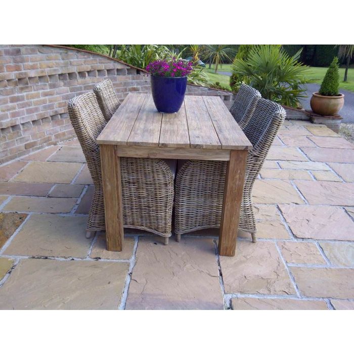 1.6m Rustic Reclaimed Teak Open Slat Dining Table - 6