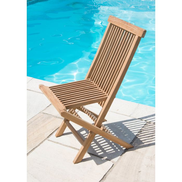 1.2m Teak Circular Folding Table with 4 Classic Folding Chairs / Armchairs - 5