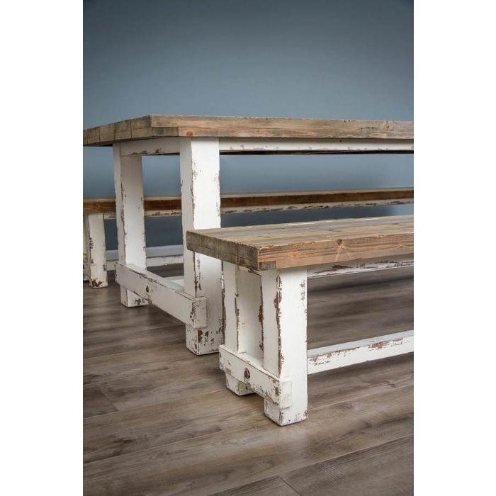 1.8m Coastal Dining Table with 2 Backless Benches - 1