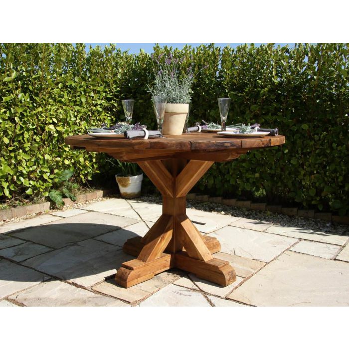 1.2m Reclaimed Teak Outdoor Open Slatted Dartmouth Table with 6 Latifa Chairs - 12