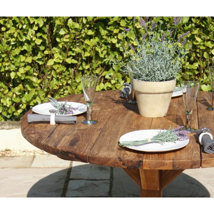 1.2m Reclaimed Teak Outdoor Open Slatted Dartmouth Table  - 3