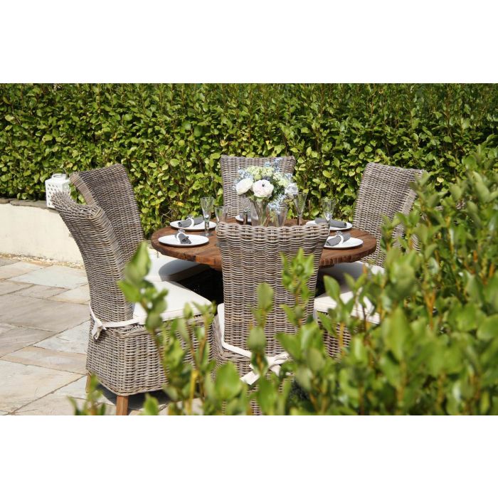 1.2m Reclaimed Teak Outdoor Open Slatted Dartmouth Table with 6 Latifa Chairs - 6
