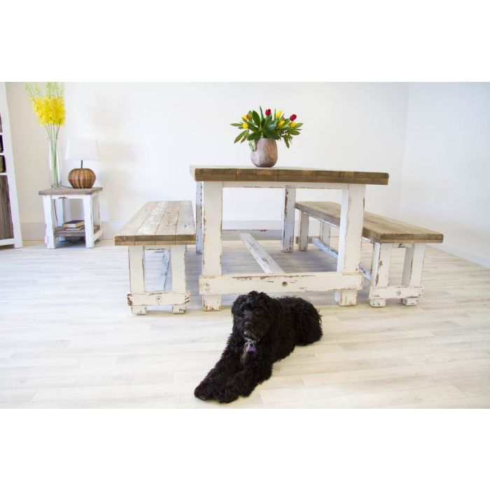 1.8m Coastal Dining Table with 2 Backless Benches - 7