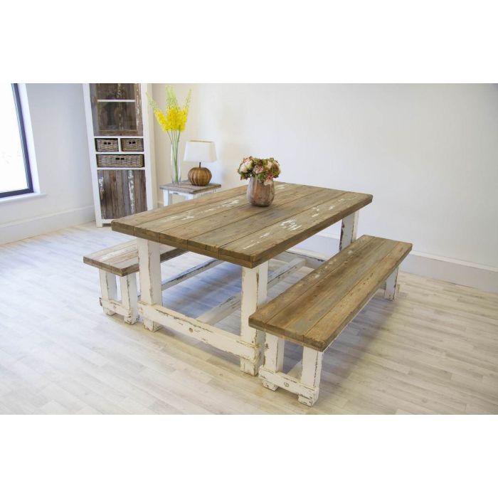 1.8m Coastal Dining Table with 2 Backless Benches - 5