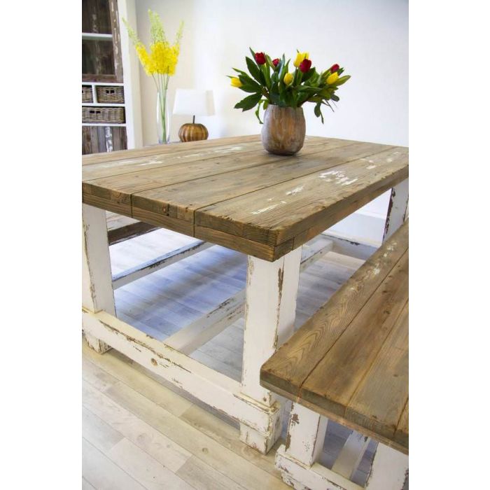 1.8m Coastal Dining Table with 2 Backless Benches - 8