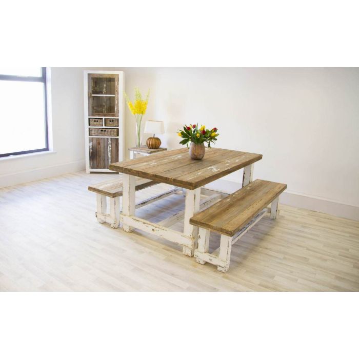 1.8m Coastal Dining Table with 2 Backless Benches - 6