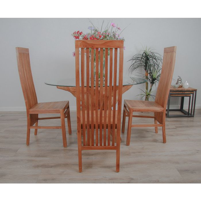 1.2m Reclaimed Teak Root Circular Dining Table with 4 Vikka Chairs - 3