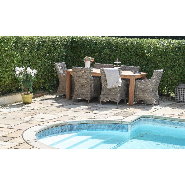 2m Reclaimed Teak Open Slatted Dining Table with 6 Donna Armchairs  - 3