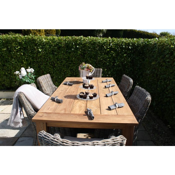 2m Reclaimed Teak Open Slatted Dining Table with 6 Donna Armchairs  - 4
