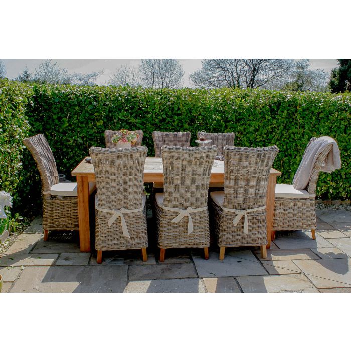 2m Reclaimed Teak Outdoor Open Slatted Table with 8 Latifa Chairs  - 6