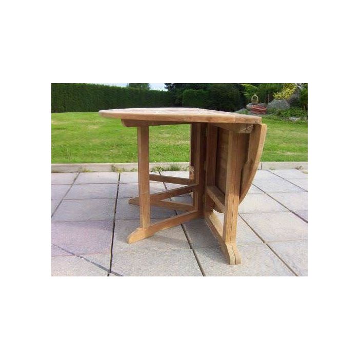 1.4m Teak Circular Gateleg Table with 6 Kiffa Folding Armchairs - 2