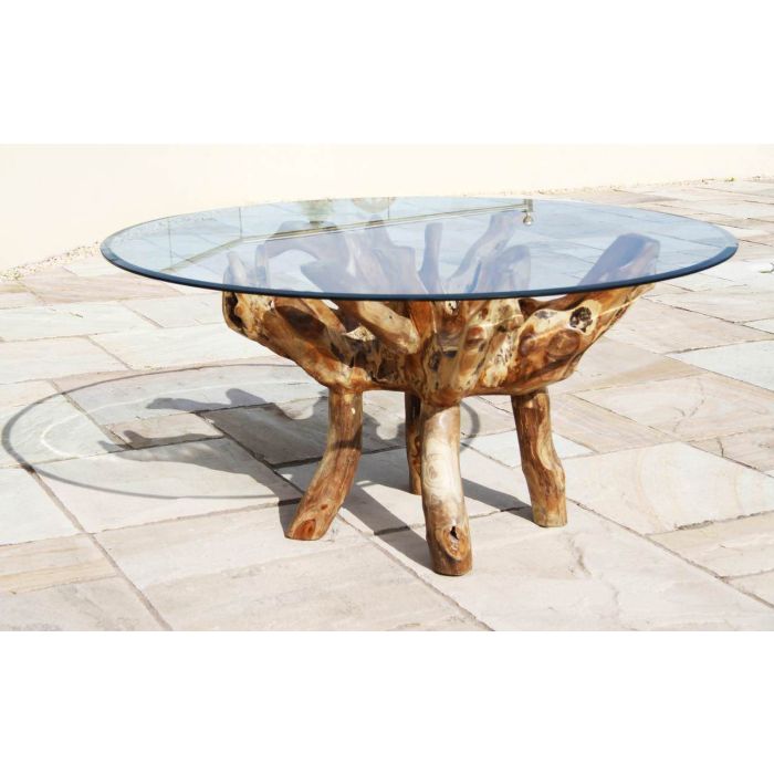 1.5m Reclaimed Teak Root Circular Garden Table with 6 Marley Chairs - With or Without Arms - 6