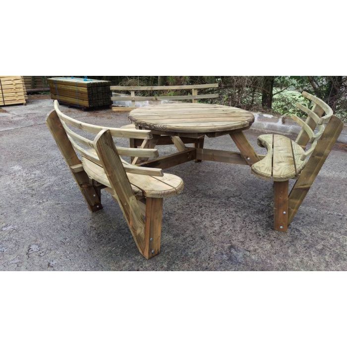 Douglas Fir 6 Seater Circular Picnic Bench - 2