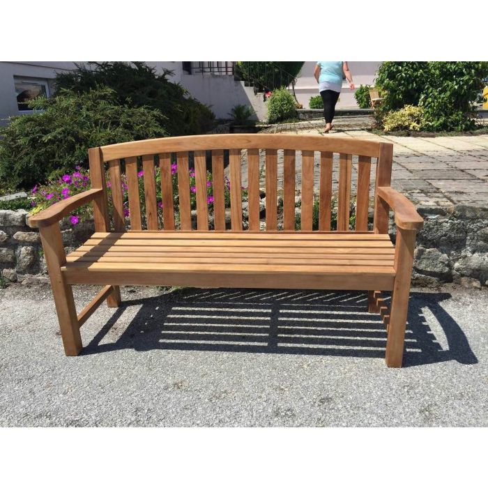 Contemporary Teak Garden Bench - 1