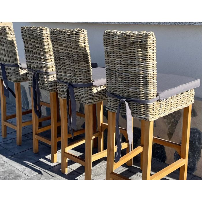 Kubu Grey Wicker Bar Stool - 1