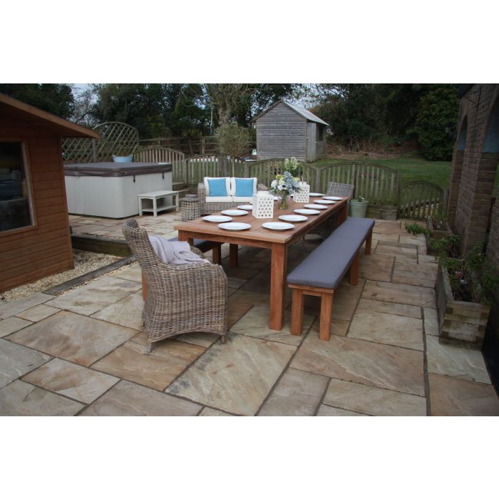 3m Reclaimed Teak Outdoor Open Slatted Table with 2 Backless Benches & 2 Donna Armchairs - 2