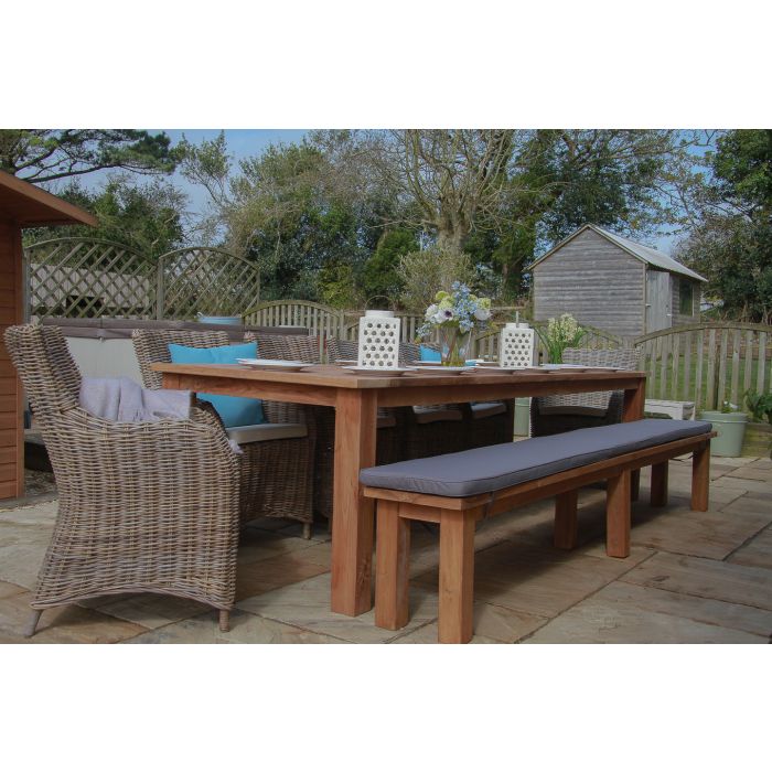 3m Reclaimed Teak Outdoor Open Slatted Table with 1 Backless Bench & 6 Donna Armchairs - 1