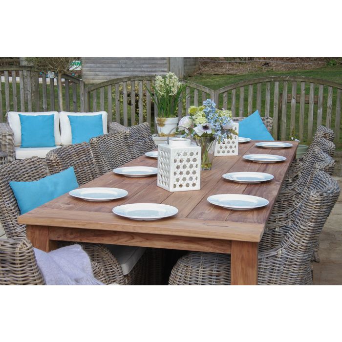 3m Reclaimed Teak Outdoor Open Slatted Table with 10 Donna Armchairs - 1