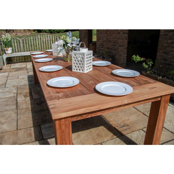 3m Reclaimed Teak Outdoor Open Slatted Table with 2 Backless Benches & 2 Donna Armchairs - 6