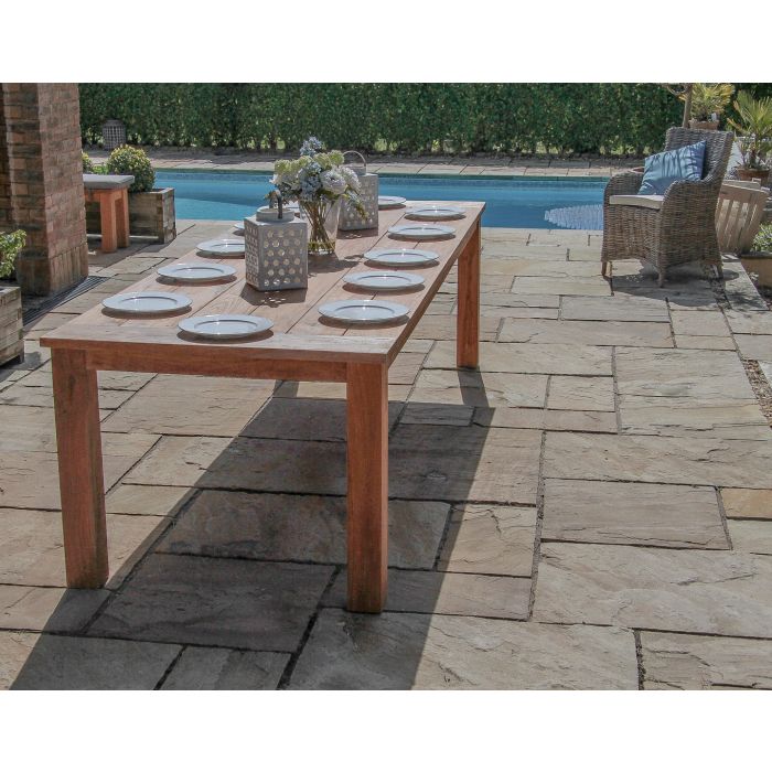 3m Reclaimed Teak Outdoor Open Slatted Table with 10 Donna Armchairs - 5