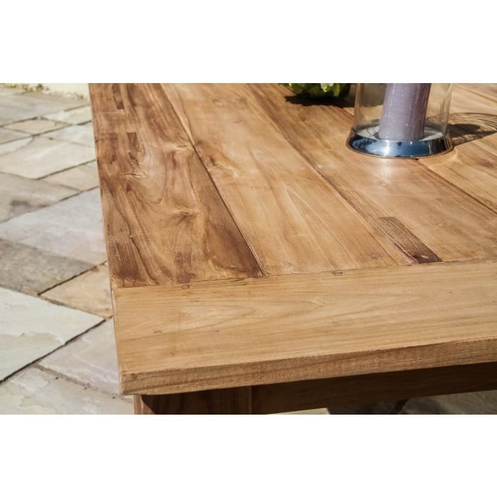 2.4m Reclaimed Teak Outdoor Open Slatted Table with 1 Backless Bench & 6 Latifa Chairs  - 6