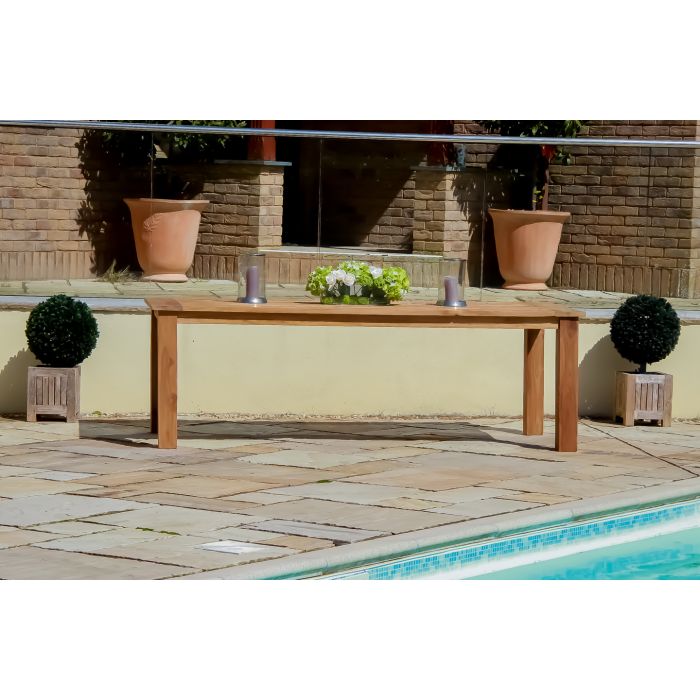 2.4m Reclaimed Teak Outdoor Open Slatted Table with 1 Backless Bench & 6 Latifa Chairs  - 5