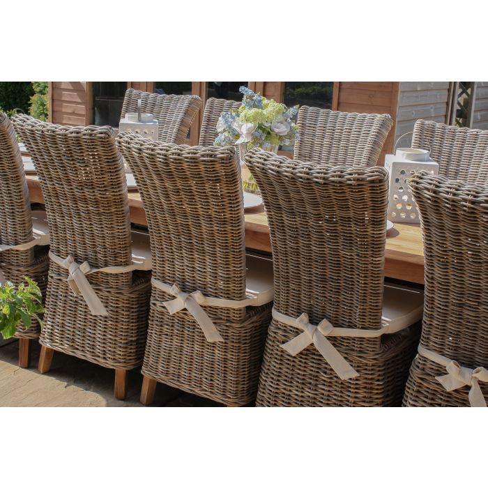 3m Reclaimed Teak Outdoor Open Slatted Table with 10 Latifa Chairs & 2 Armchairs  - 5
