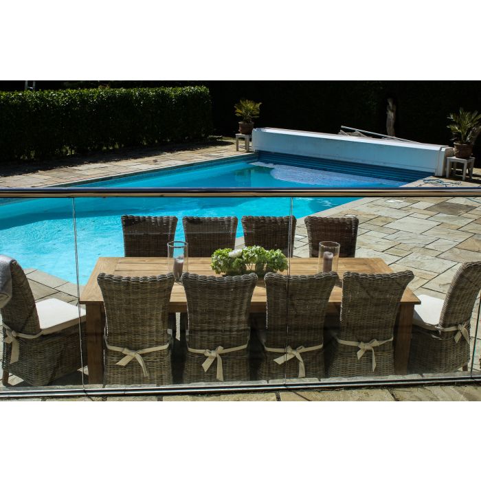 2.4m Reclaimed Teak Outdoor Open Slatted Table with 10 Latifa Chairs - 3