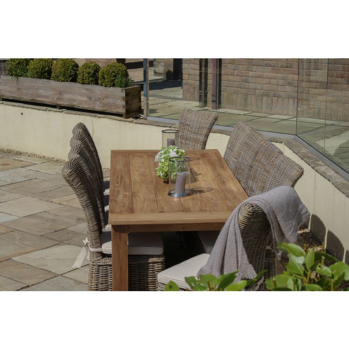 2.4m Reclaimed Teak Outdoor Open Slatted Table with 10 Latifa Chairs - 5