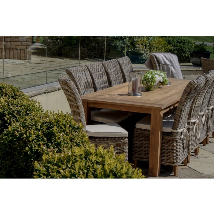 2.4m Reclaimed Teak Outdoor Open Slatted Table with 10 Latifa Chairs - 8