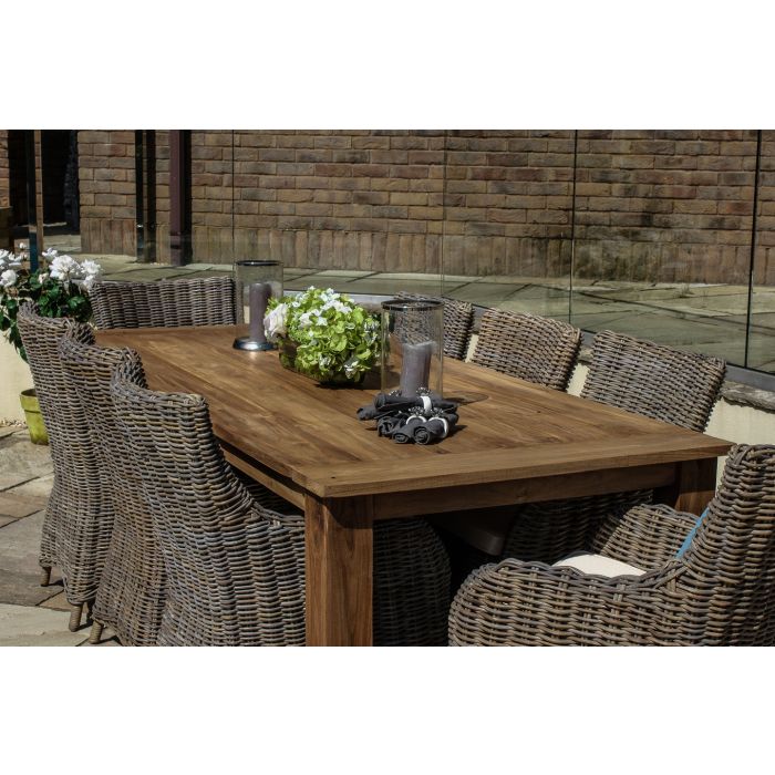 2.4m Reclaimed Teak Outdoor Open Slatted Table with 8 Donna Armchairs - 7