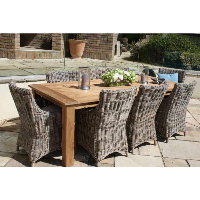 2.4m Reclaimed Teak Outdoor Open Slatted Table with 8 Donna Armchairs - 3