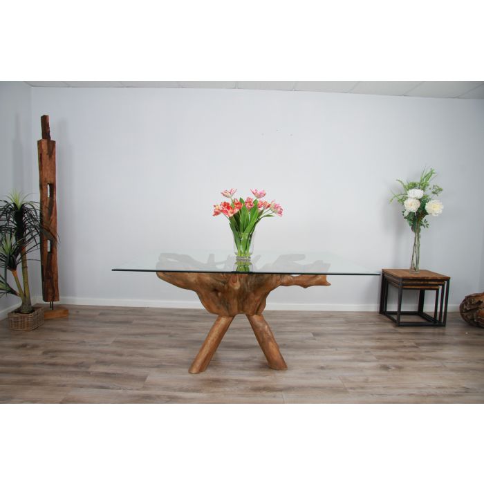 1.5m x 1.2m Reclaimed Teak Root Rectangular Dining Table - 2