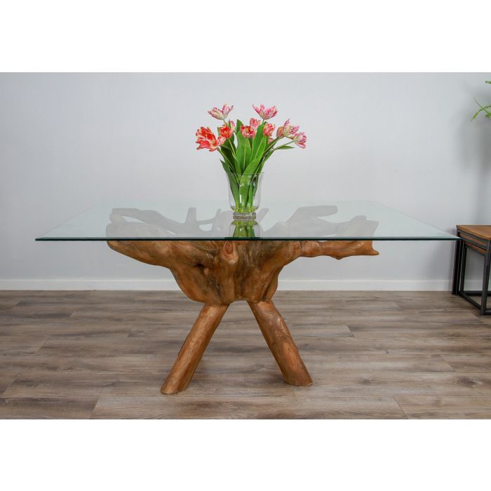 1.5m x 1.2m Reclaimed Teak Root Rectangular Dining Table - 5