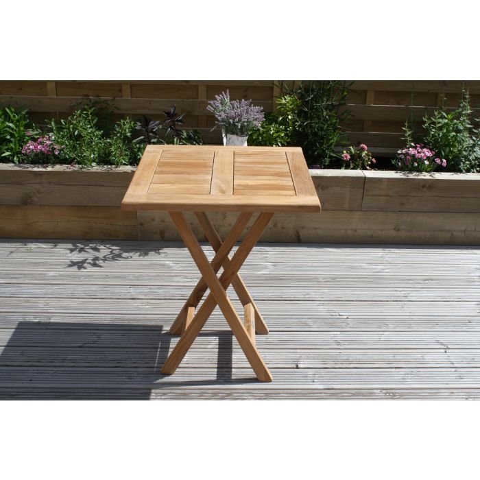 60cm Teak Square Folding Table - 4