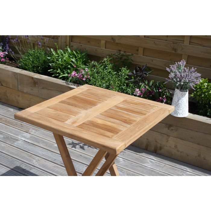 60cm Teak Square Folding Table - 6