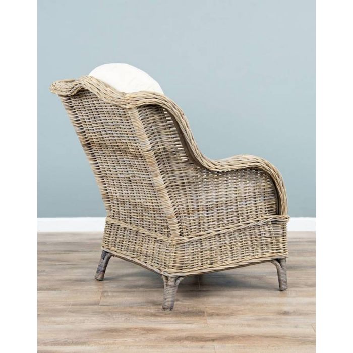 Jumo Natural Wicker Armchair and Footstool Set - 6